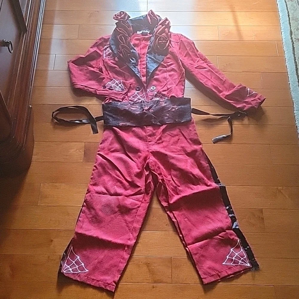 BOY'S DAY OF THE DAY COSTUME, FAUX SATIN & SUEDE, LACE DETAIL, SZ SMALL